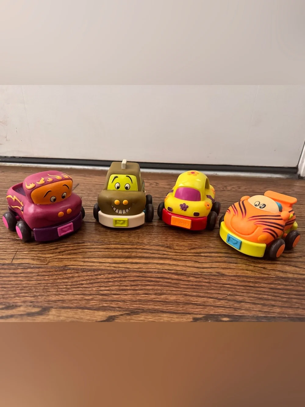 Bright Pull-Back Toy Car Pack - Yellow, Orange, Pink, Brown